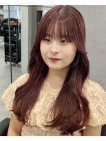 ジエクトカナウ 梅田&nbsp;【顔周り似合わせカット】姫カットレイヤー/チェリーレッド