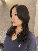 直毛暗髪デジタルパーマ