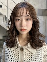 メゾンアクア 表参道(Maison ACQUA)&nbsp;アプリコットオレンジミディアムパーマデジタルパーマボブパーマ