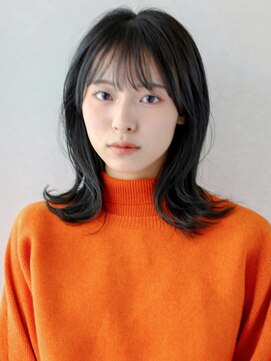 ガリカ 博多(Gallica) 外ハネくびれミディ × シースルーバング/万能暗髪スタイル