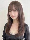 春カラー透明感ベージュ×大人くびれレイヤー顔周り