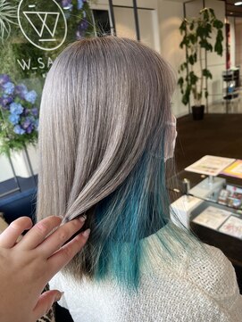 ダブル アンダーバー サロン(W_SALON) 【W_SALON 河原町】シルバー×インナーブルー