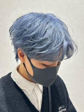 アリープパロット(ALEAP parrot) メンズ/ホワイトブルー/センターパート【ALEAP parrot/多賀】