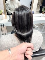 ブレンド 渋谷(BLend)&nbsp;黒髪ボブルフネビージュ小顔ワンレンスペインカール