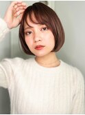 斜めバング暖色系カラー大人美人ひし形丸みボブp1北浦和30代40代