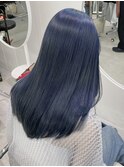 !ブルーブラック青髪ブルーカラーネイビーブルー#原宿