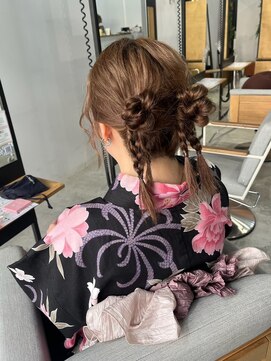 リンダ(LINDA) ツインお団子ヘア/ヘアセット/浴衣[札幌美容室LINDA]