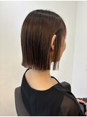 ヘイリーボブ 縮毛矯正 切りっぱなし 外ハネボブ オリーブ