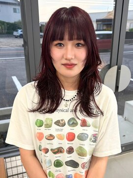 アム(am) ブリーチなしダブルカラー/暖色カラー/艶髪/レイヤーウルフ