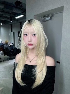 ザ シェノン ウメダ(THE CHAINON UMEDA) ミルクティーブロンド/ダークブルー/デジタルパーマ/心斎橋