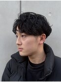 センターパートシャドウパーマメンズカットメンズパーマ高松