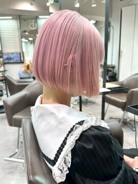 ベレーザ 川越(Beleza) ba18008_ピンクベージュハイトーンカラー透明感切りっぱなしボブ