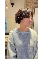 ホヌン 茅ヶ崎(Honnun) ゆるめパーマのミニボブショート/茅ヶ崎