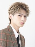 フェザーパーマフェザーショートホワイトブロンドミルクティー