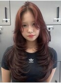 20代30代40代黒髪/ボブウルフ/ネビージュ/小顔/韓国風ワンレン