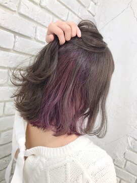 アジールヘア 東上野店(agir hair) チラ見せインナーカラー/ゆるふわ肩ボブスタイル【上野/東上野】