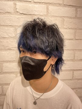 アッシュ 稲田堤店(Ash) メンズウルフ×裾カラーディープブルー