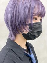 ソーコ 渋谷(SOCO)&nbsp;ショートウルフレイヤーカットパープルカラーラベンダーベージュ