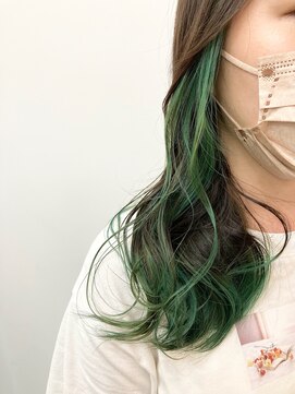 ラフ 原宿(L.a.a.g.f harajuku) グリーン インナーカラー ＠原宿