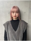 切りっぱなしボブ エアリーロング 美髪ピンクブラウン