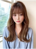 小顔前髪顔周り面長くびれレイヤー20代30代40代
