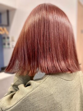 アース 錦糸町店(HAIR&MAKE EARTH) 大人可愛い切りっぱなし耳掛けボブブリーチなしピンクベージュ