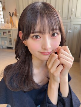 カシュカシュ 表参道(cache cache) レイヤーシースルーぱっつん前髪おくれ毛ロブミディアムロング