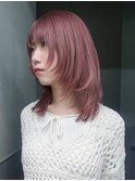 ロング顔周りレイヤーウルフレイヤー韓国ヘア_F30812