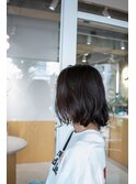 伸ばしかけ　ミディアム　ゆる巻き　パーマ