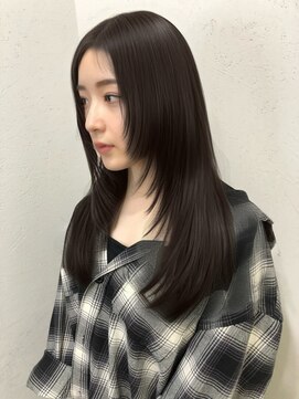 ラグナ(LAGUNA) ロングレイヤー/暗染ダークグレージュ/地毛風/ウルフ/