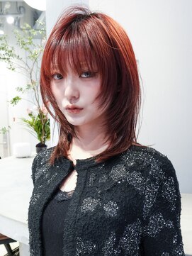 シオン(shion) ミディアムレイヤーカット前髪カット韓国ヘア_F61341