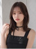 鎖骨ミディアムオリーブベージュ外ハネミディアムワンホンヘア◎