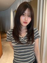 ノラ ギンザ(NORA GINZA) セミロングレイヤーハッシュカット顔周りカットブラウンカラー