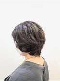 無造作パーマ/ショート/ショートボブ/小顔/40代50代60代/黒髪