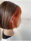 オレンジカラー×ボブ
