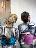 和装浴衣大人可愛いアップスタイル華やかヘアセットモテ愛され