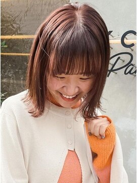 カノエ 博多ミスト店(canoe) ピンクココアブラウン 外ハネミディアム ワイドバング