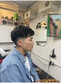 波巻き束感ショートツーブロックマッシュアップバングコンマヘア