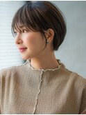 大人かわいい前髪セシルカットココアブラウンフリンジウェーブ