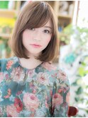 大人かわいい斜めバングくすみベージュロブc6大宮20代30代40代