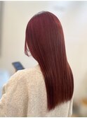 髪質改善ストレート/チェリーレッド・ワインレッド/地毛風