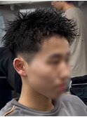 【リアルお客様スタイル】黒髪刈り上げピンパーマショート