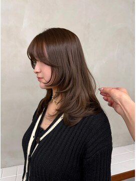 ニコ トウキョウ 渋谷(nico TOKYO) ダブルカラーチェリーレッドピンクブラウン韓国レイヤーロング