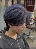 簡単オシャレパープルアウターカラーセンターパート