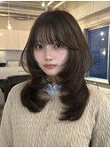 韓国風/レイヤー/前髪カット/オリーブ/透明感/ハッシュカット