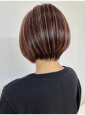 軽やか春夏ショートボブ小顔ピンクブラウン透明感似合わせカット