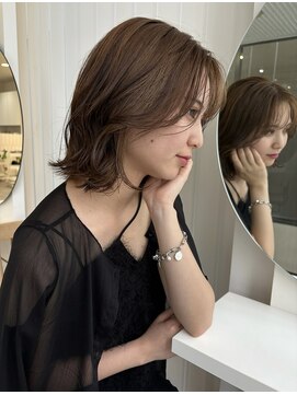 フローター 駒込六義園店(FLOWATER) 【MOMONE】レイヤーボブ顔周りカットオリーブヘア赤みなし駒込