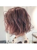 ＊ウェーブボブ×ピンクベージュ＊