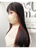 ベースは暗髪ラベンダーグレー!イヤリングカラーはピンクレッド