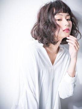 カバーヘアアンドスパ ブリス 浦和(COVER HAIR&SPA bliss) 大人かっこいい黒髪小顔くせ毛風オン眉ボブv浦和20代30代40代